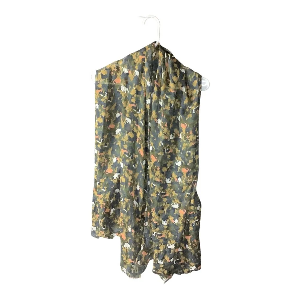 Women's Multicolor Elephant Print‎ Scarf Wrap Lightweight Rectangle Style
